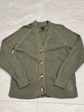 Gap Olive Green Chunky Knit Button Front Cardigan Sweater